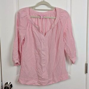 Lilly Pulitzer | Pink White Striped 3/4 Length Sleeve Peasant Blouse Size Medium